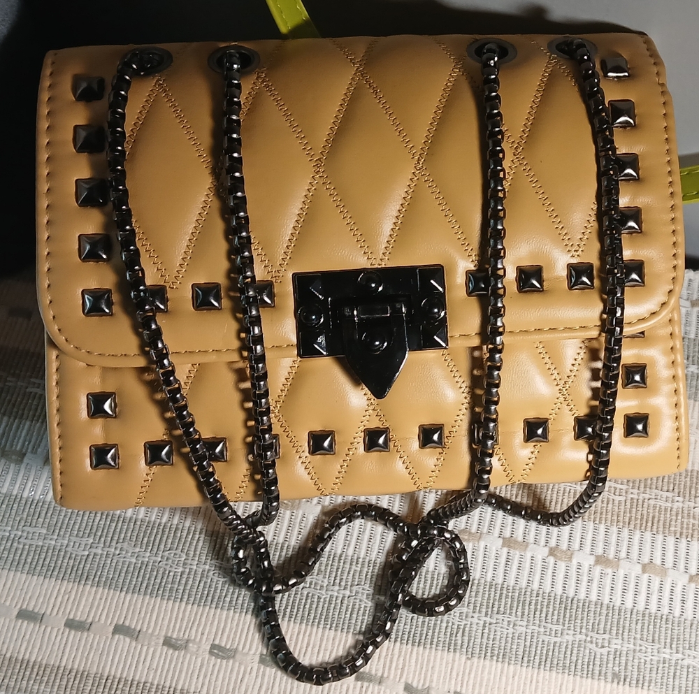 Small mustard colored crossbody bag